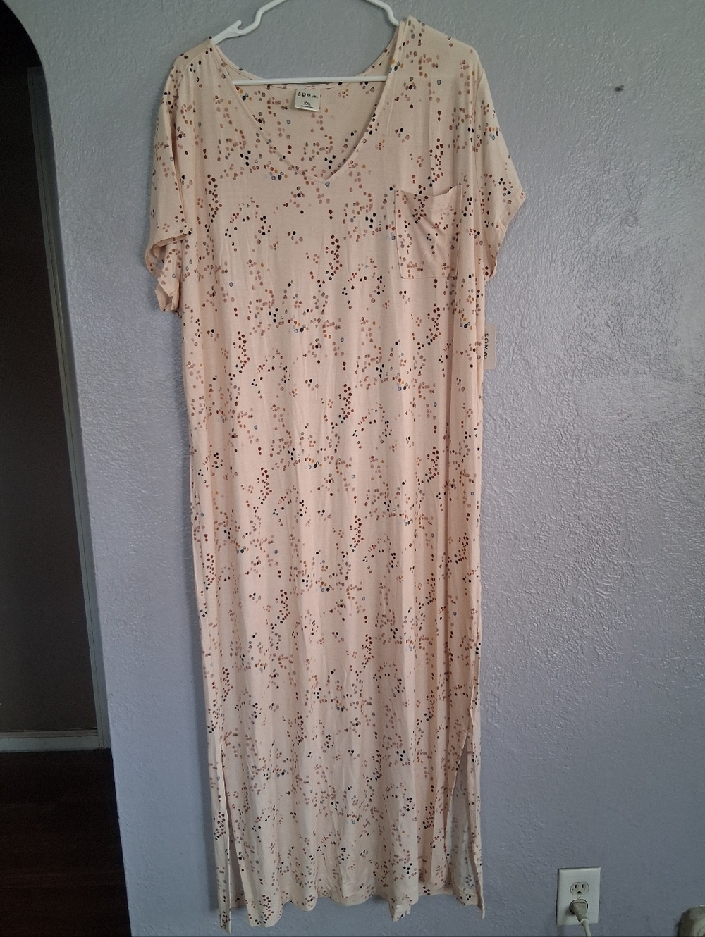 Soma NWT Cool Nights Long Sleepshirt Misted Dot Pink Tint XXL